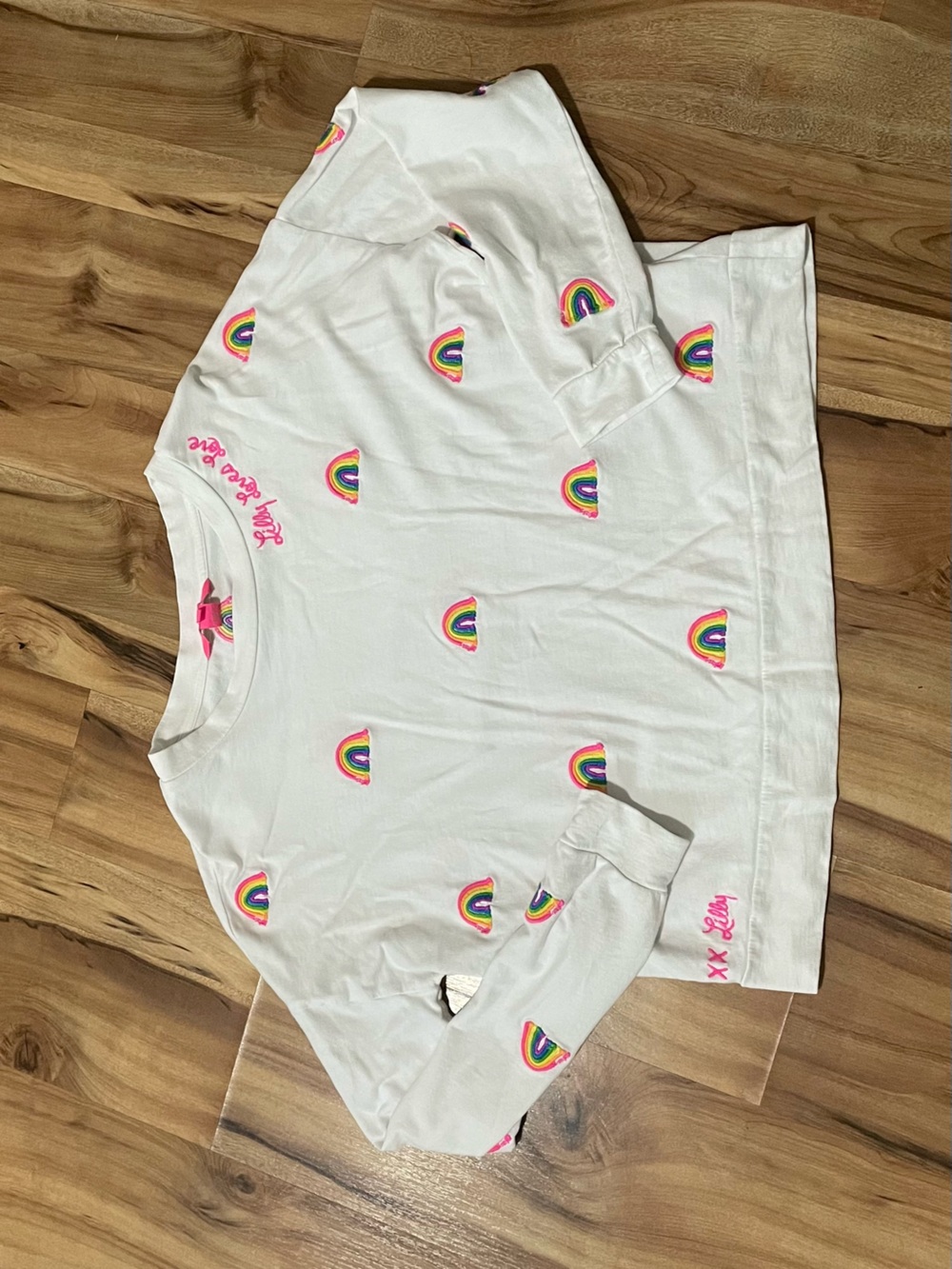 Lilly Pulitzer Sheridan Lightweight Sweatshirt Rainbow Embroidered Crewneck S